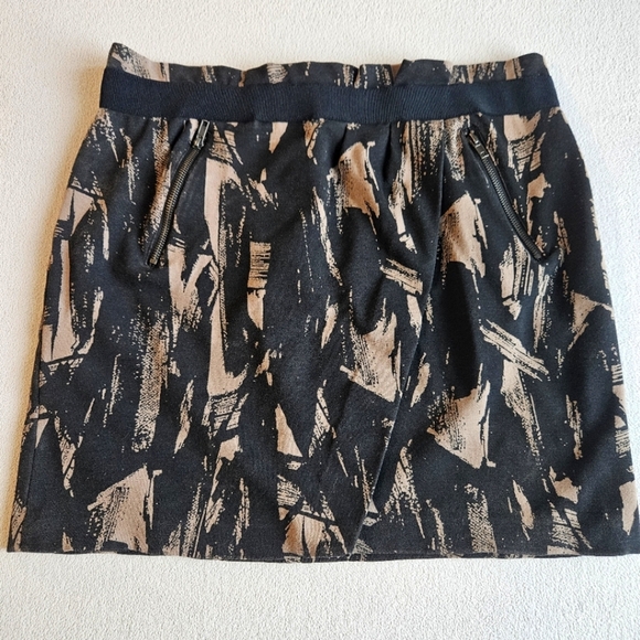 Simply Vera x Vera Wang Skirt Women's Size 12 Brown/Black Zip Pockets - Picture 1 of 7